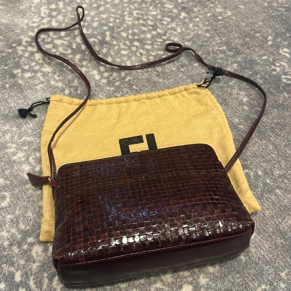 FENDI VINTAGE ROSEMOND WINE WOVEN BAG 6 1/2 x 9 x 3. - Picture 12 of 12